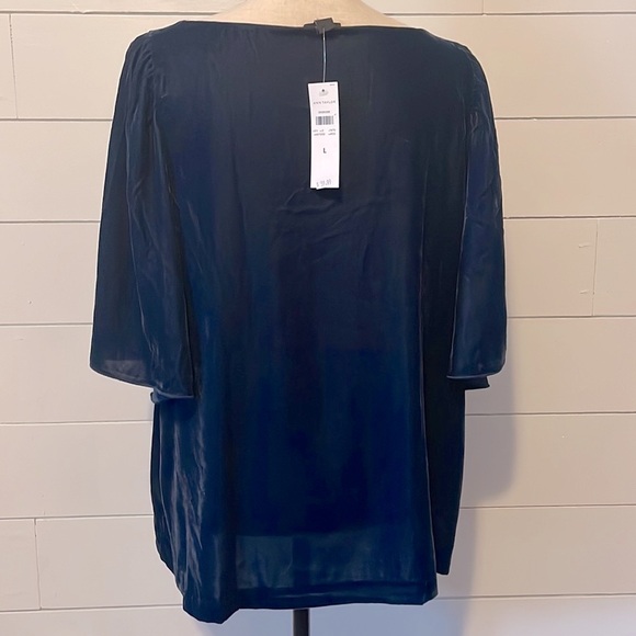 Ann Taylor short sleeve blue velvet top - Picture 5 of 8